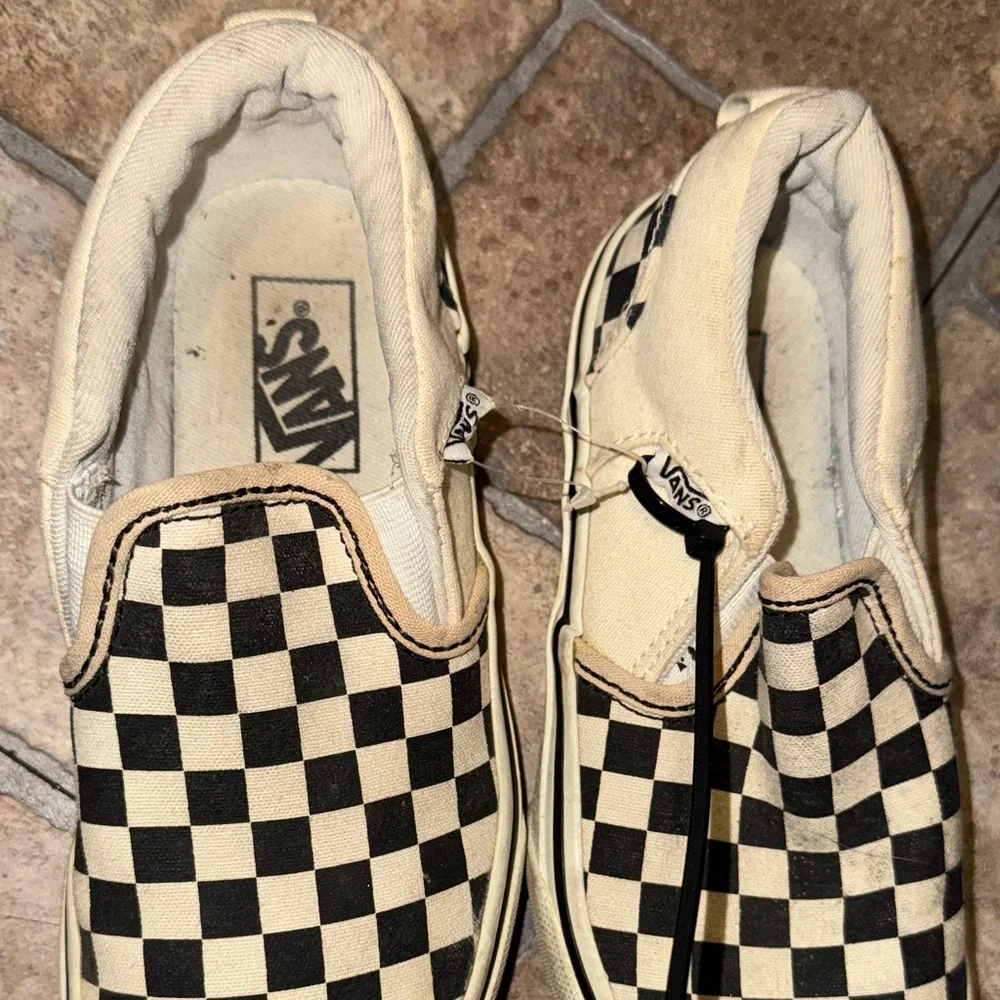 Vans Kids Moccasins - Black and Cream Checkered